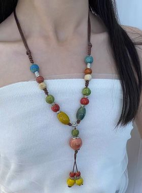 新中式禅意陶瓷项链搭配饰