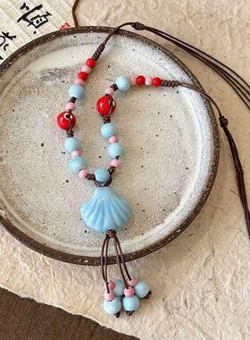 彩色陶瓷贝壳项链女2025新款爆款