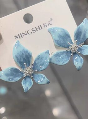 思慕琦新中式珐琅花朵耳钉