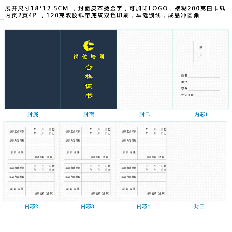 岗位培训合格证书定制通用上岗证外壳结业证书皮套职业安全培训证 - 图2