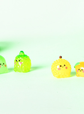 微景观树脂真夜光水果樱桃菠萝可爱创意工艺品食玩小摆件