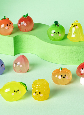 微景观树脂真夜光水果荔枝草莓可爱创意工艺品食玩小摆件