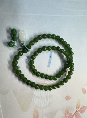 6MM碧玉多圈手串和田白玉小兰花送闺蜜好物非完美微瑕