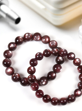 天然精选紫锂云母圆珠手串祖母猫眼日光石水晶男女文玩手链礼物