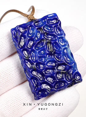 老矿料青金石雕刻无事牌吊