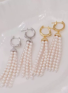 DIY珍珠配件 精工S925纯银新品耳扣耳环轻奢重工耳饰托半成品耳钉