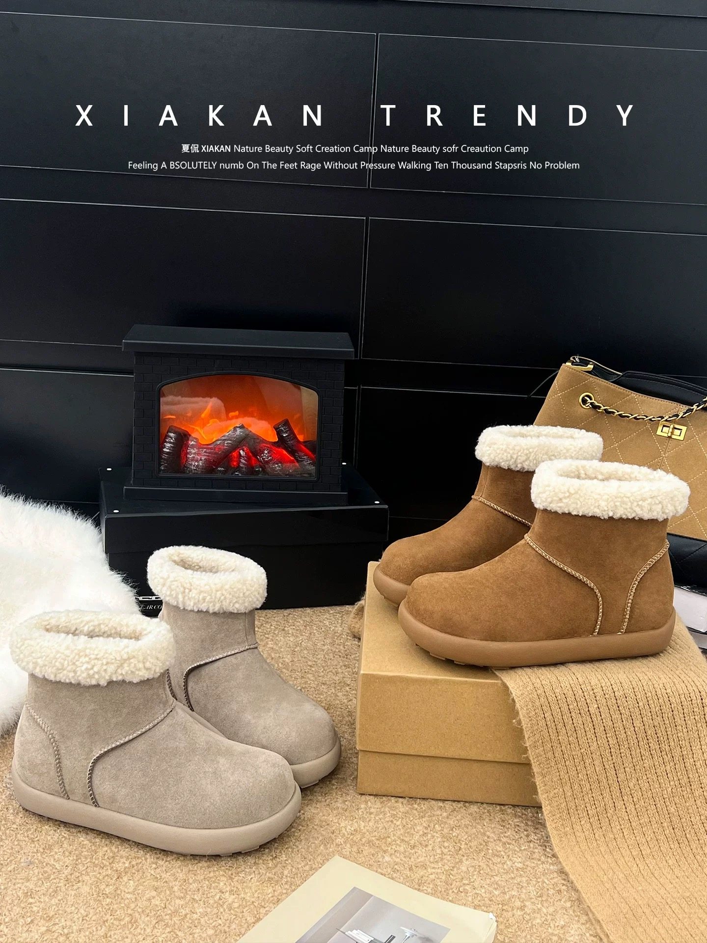 【Byby】内增高6cm牛皮加厚可爱短筒小土豆圆头雪地棉靴保暖防滑,淘宝优惠券,粉丝福利购,淘宝优惠卷