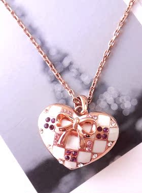 玫瑰金色桃心镶水钻吊坠满百包邮
