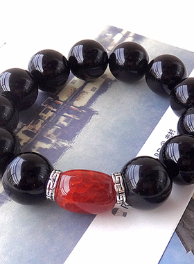 黑色红玛瑙手链包邮