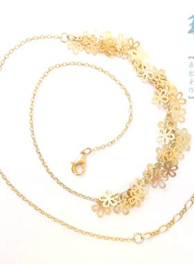 韩版饰品金色镂空小碎花锁骨链