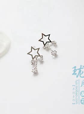 镂空流苏镶钻耳坠银饰品