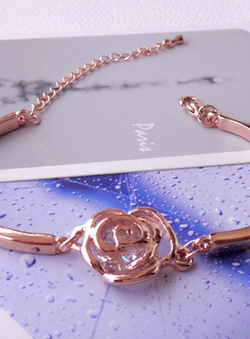 玫瑰镀18k浅金色水钻手环