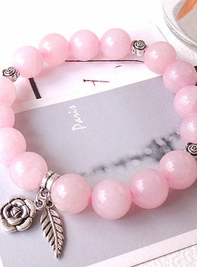 【樱粉芳华】包邮 天然水晶手链女款 粉晶 玫瑰 手串 招桃花