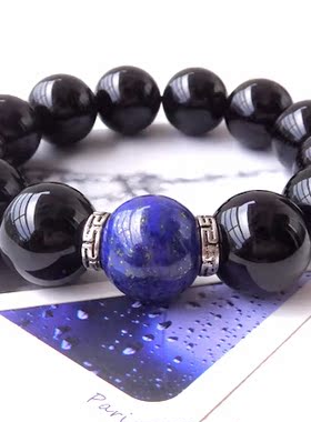 天然黑色玛瑙水晶手链包邮