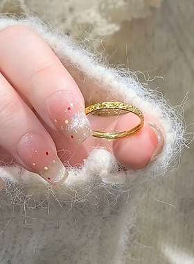 18K金极细碎碎冰不掉色戒指