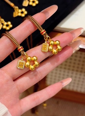 金店同款有钱花黄金色发财吊坠
