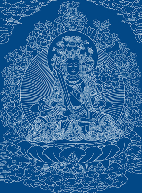 虚空藏菩萨金刚萨埵金刚手菩萨唐卡描金临摹涂色填色禅意礼物画稿