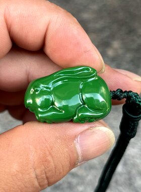 实木绿色兔子挂件吊坠