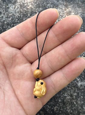 本命年黄木卯兔吊坠随身挂件