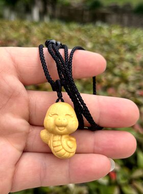 新中式实木黄色巳蛇本命年挂件