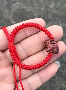 紫檀木卯兔吊坠新中式本命年