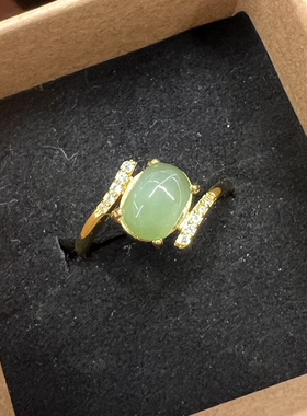 和田玉碧玉戒指活口可调节