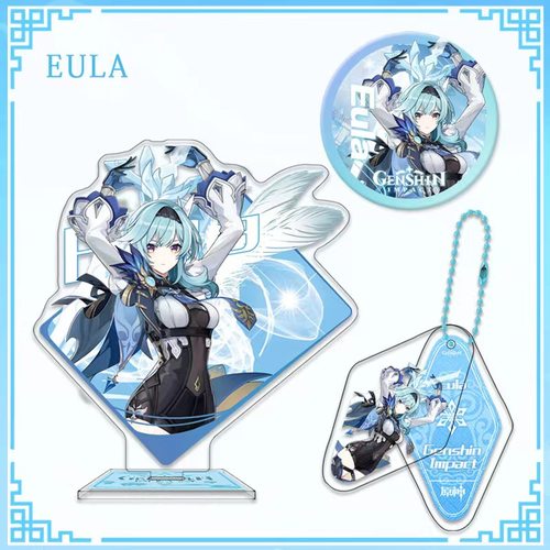 原神周边优菈同人胸章吧唧镭射徽章立绘立牌摆件流沙票根卡套挂画 - 图1