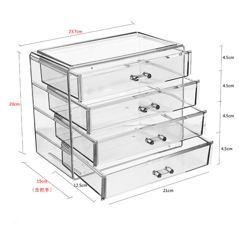 亚克力桌面抽屉收纳盒大号梳妆台透明化妆品口红文具笔杂物口罩架
