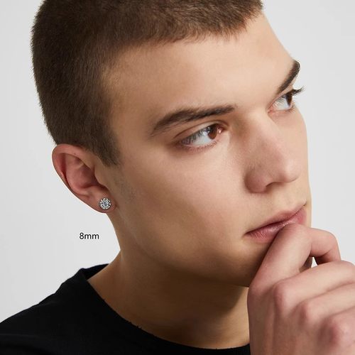晶簇镶嵌男士耳钉满钻超闪亮原创镀白金男女简约百搭气质耳饰男 - 图1