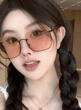 防紫外线方形韩版潮女半框太阳镜