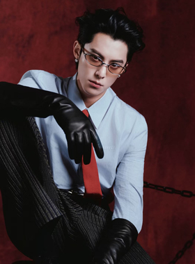 王鹤棣同款男女猫眼金属小框墨镜