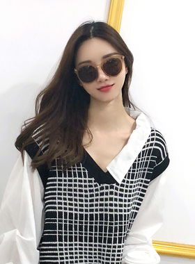 墨镜韩版茶色磨砂偏光ins太阳镜