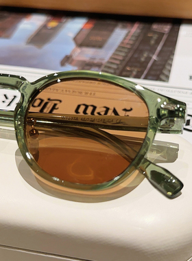 防紫外线椭圆形韩版男女复古墨镜