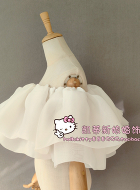 新娘婚纱礼服配饰白色松紧短款欧根缎荷叶可随意造型一字领披肩