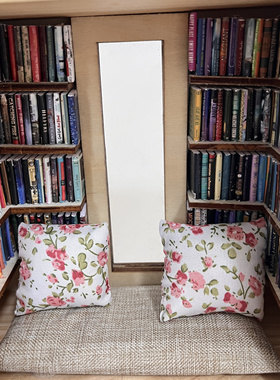 创意娃娃屋木质微缩沙发书架书柜收纳盒子解压抗焦虑场景摆件模型