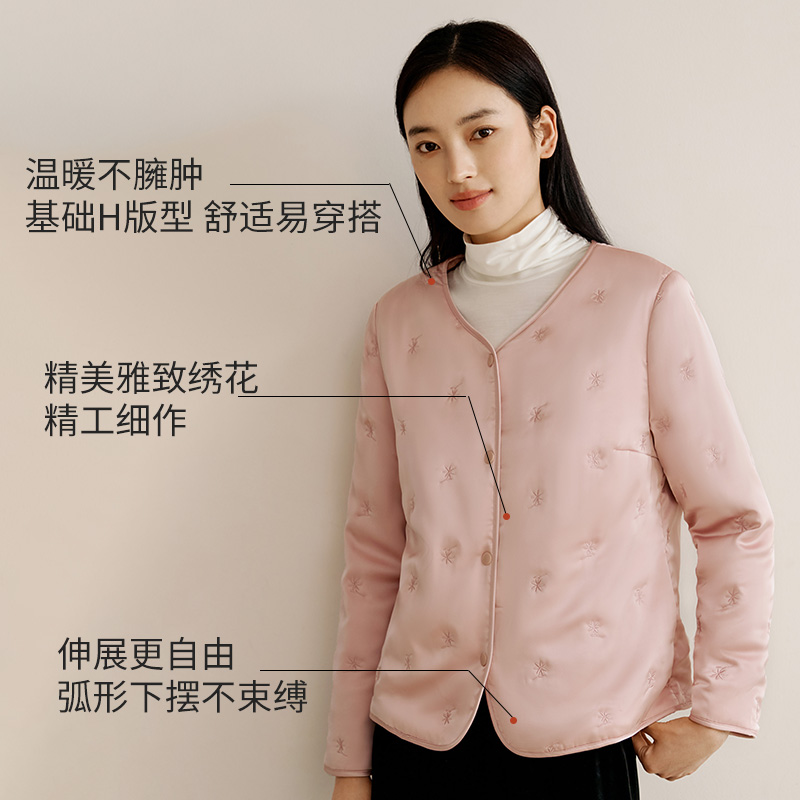 100%桑蚕丝填充保暖长袖棉袄女保暖背心马甲秋冬丝绵外套金三塔