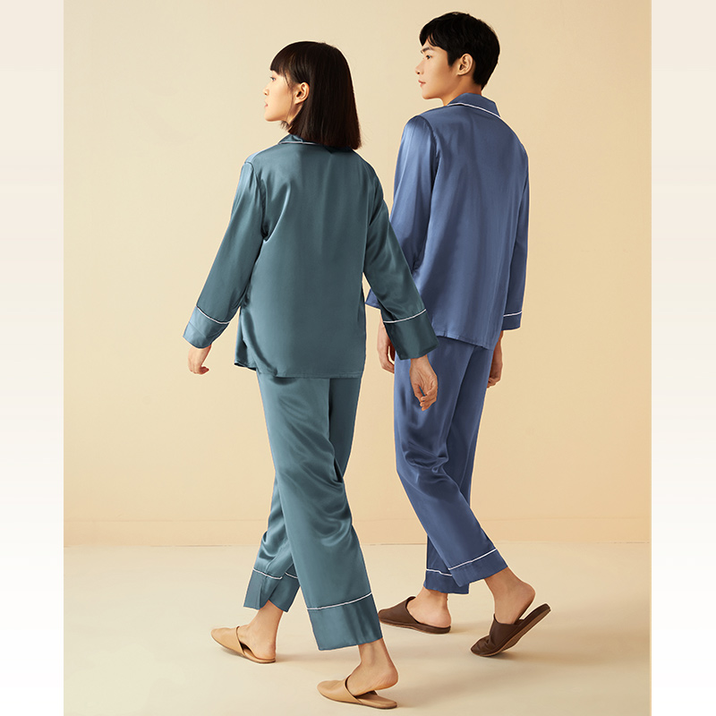 金三塔情侣秋简约高级100%婚庆睡衣 金三塔内衣睡衣/家居服套装