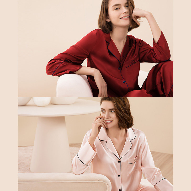 夏长袖两件套桑蚕丝薄款金三塔睡衣 金三塔内衣睡衣/家居服套装