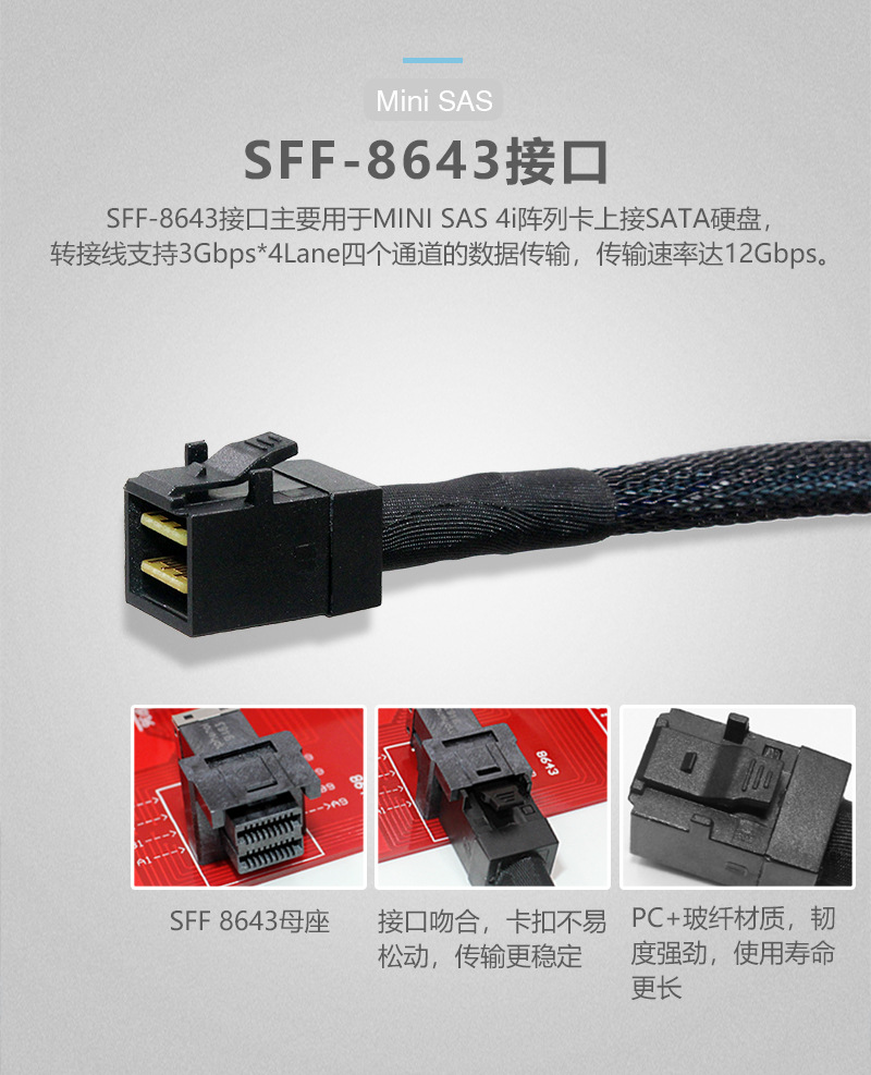 全新24G SlimSAS线SFF8654 8i转2*MiniSAS HD服务器阵列卡连接线 - 图1