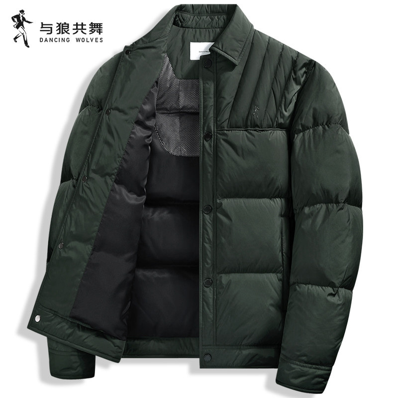 【科技锁温】与狼共舞翻领羽绒服男2026冬季新款厚实保暖鸭绒外套 - 图0