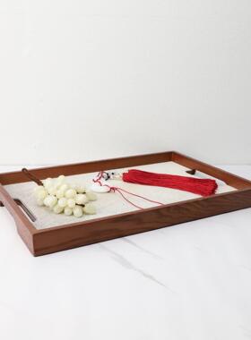 现代轻奢真皮马毛首饰香薰收纳托 托盘摆件客厅样板房茶几家居装