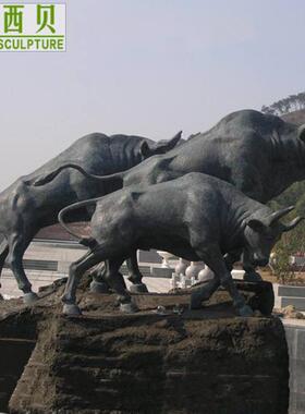 厂家供应华尔街铜动物牛雕塑景区广场步行街大型铜牛耕牛雕塑