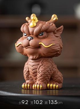 高档紫砂招财貔貅摆件一对家用客面厅架博古办摆公室茶桌茶宠装饰