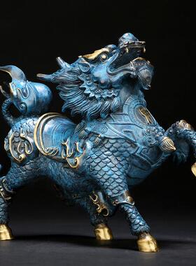 厂家全铜彩《风火麒麟》摆件一对公母工艺品家居饰品摆设0101