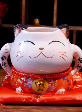 大嘴招财猫摆件开业礼品收纳糖果罐店铺家居客厅招财陶瓷存钱罐