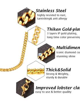 Basic Punk Stainless Steel Necklace for Men Women Curb Cuban
