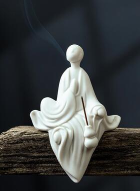 陶瓷禅宗小和尚中国风客厅入口桌鱼缸微景观人物无相佛像装饰摆件