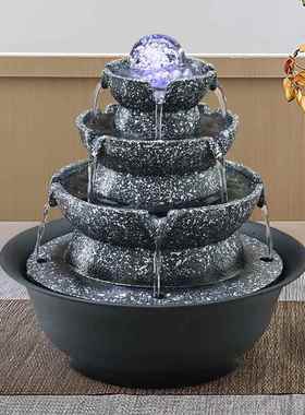 八方来财风水轮摆件循环水景喷泉室内家居办公桌面流水生财风水球