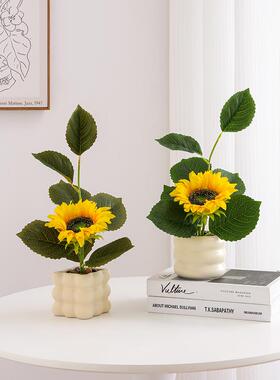 模拟花卉植物向日葵小盆栽客厅办公室工作站装饰电视柜桌面花卉装