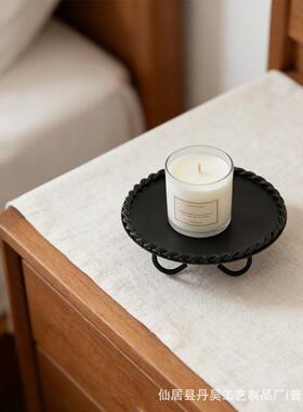 跨境几何圆形铁艺麻花边烛台桌面装饰立体创意蜡烛杯工艺品摆件